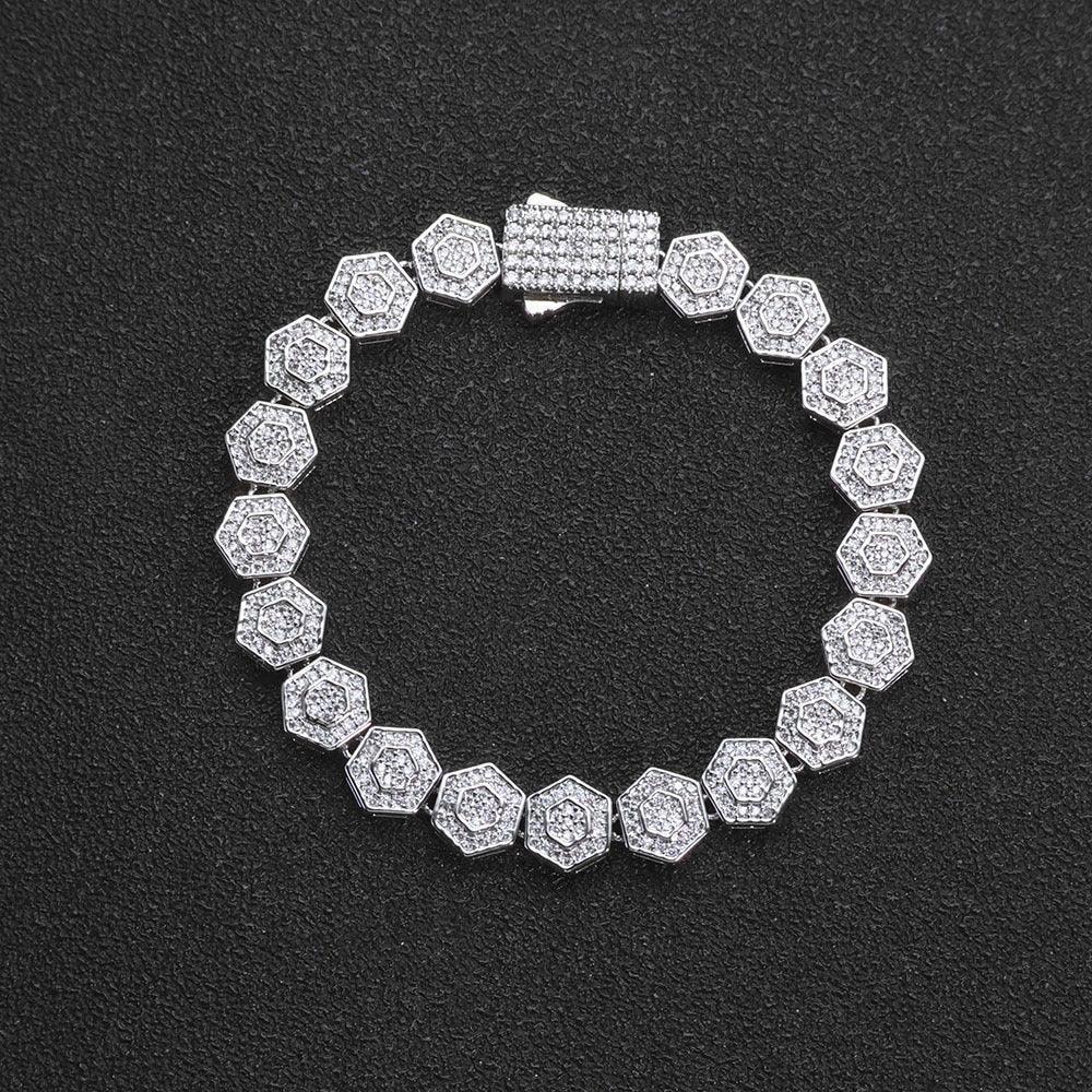 Custom 8.5mm Hexagon Geometric Baguette Chain | Unique Hip Hop Bling Bracelet | Caratix - CaratixJewelry